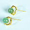 Natural Green Aventurine Studs Earrings, Jewelry for Women, Golden, 9.8mm