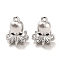 Brass Micro Pave Black Cubic Zirconia Charms, Octopus, Real Platinum Plated, 10.5x8x7.5mm, Hole: 0.9mm