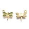 Light Gold Plated Alloy Charms, with Enamel, Dragonfly, Olive Drab, 14.5x15.5x3mm, Hole: 1.8mm