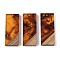 Resin & Wood Pendants, Rectangle Charms, Chocolate, 38.5x15.5x3.5mm, Hole: 2mm