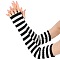 Stripe Acrylic Fibers Knitting Long Fingerless Gloves, Arm Warmer, Winter Warm Gloves with Thumb Hole, Black, 500x70mm