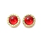 Rack Plating Alloy Resin Beads, Flat Round Beads with Word Luck, Golden, Red, 12.5x10.5mm, Hole: 1.8mm