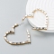 Alloy Rhinestone Stud Earring, Heart, Crystal, 44x38mm