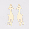 Brass Kitten Pendants, Etched Metal Embellishments, Long-Lasting Plated, Cat Silhouette Shape, Light Gold, 35.5x9x0.3mm, Hole: 1.5mm