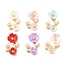 Zinc Alloy Cabochons, with Plastic Imitation Pearls and Rhinestones, Plum Blossom Branch, Mixed Color, 23.5x15x6mm