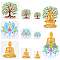 9Pcs 9 Styles PET Hollow Out Drawing Painting Stencils, for DIY Scrapbook, Photo Album, Buddha & Lotus & Tree of Life, Mixed Patterns, 150~300x150~300mm, 1pc/style