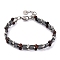 Dyed & Heated Natural Red Tiger Eye Beaded Bracelets, Synthetic Magnetic Hematite Tile Bracelet, 9-1/8 inch(23cm)