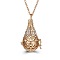 Rose Gold Hollow Heart Alloy Cage Pendant Necklaces, Micro Pave Cubic Zirconia Pendent Necklaces, Box Chain Necklaces