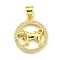 Brass Micro Pave Cubic Zirconia Pendants, Real 18K Gold Plated, Leo, 18x15x2.5mm, Hole: 4x3.5mm