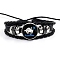 Constellation PU Leather & Glass Triple Layer Multi-strand Bracelets, Braided Adjustable Bracelets, Taurus, 7-1/8 inch(18cm)