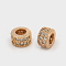 Brass Cubic Zirconia Beads, Rondelle, Rose Gold, 4x6mm, Hole: 3mm