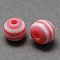 Round Striped Resin Beads, Pink, 10x9mm, Hole: 1.8~2mm