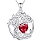 925 Sterling Silver Double-Layer Necklace, Twelve Birthstone Pendants, Tree of Life, Platinum, Red, 16.14~19.69 inch(41~50cm)