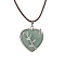 Natural Green Aventurine Heart Pendant Necklace with Cowhide Leather Cords, 20-1/8 inch(51cm)