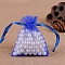 Organza Jewellery Storage Pouches, Wedding Favour Party Mesh Drawstring Gift Bags, Rectangle, Blue, 7x5cm