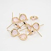 Real 18K Gold Plated Tone Brass Glass Stud Earring Findings GLAA-J023-06G-1
