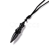 Gemstone Bullet Pendant Necklace with Nylon Cord for Women G-A210-06-4