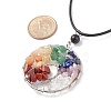 Natural Mixed Gemstone Chips Braided Tree of Life Pendant Necklaces NJEW-JN03886-02-5