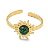 Ion Plating(IP) 304 Stainless Steel Synthetic Malachite Cuff Rings G-Z056-01G-02-2