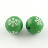 Round Acrylic Snowflake Pattern Beads X-SACR-S196-18mm-05-1