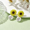 Natural Pearl & Resin Sunflower Stud Earrings EJEW-JE05693-01-2