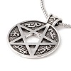 Alloy David Star Pendant Necklace with 201 Stainless Steel Box Chains NJEW-E016-12AS-3