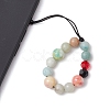 Natural Flower Amazonite with Glass Mobile Straps HJEW-JM02348-4