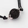 Adjustable Natural Lava Rock and Waxed Cotton Cord Bracelets BJEW-JB02333-01-2