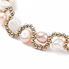 Natural Pearl & Glass Braided Beaded Bracelet BJEW-JB08091-02-4