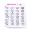 Tarnish Resistant 304 Stainless Steel Greek Alphabet Stud Earrings STAS-D007-07P-15-3