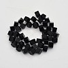 Cube Natural Black Onyx Beads Strands G-N0154-42B-2