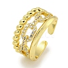 Rack Plating Brass Micro Pave Cubic Zirconia Cable Chain Open Cuff Rings for Women RJEW-I104-09G-1