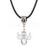 Glass Seed Beads & Glass Pearl Angel Pendant Necklaces NJEW-MZ00056-3