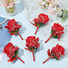 CRASPIRE 8Pcs Cloth Rose Flower Boutonniere Brooch with Rhinestone AJEW-CP0001-79B-7