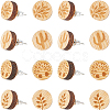 SUNNYCLUE 8 Pairs 4 style Natural Wood Flat Round Stud Earrings EJEW-SC0001-47-1