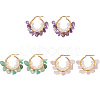 Natural Mixed Gemstone Chips & Pearl Beaded Hoop Earrings EJEW-JE05290-1
