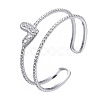 Non-Tarnish 304 Stainless Steel Heart Wrap Open Cuff Ring RJEW-T023-73P-3