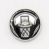 Antique Silver Tone Zinc Alloy Enamel Flat Round with Basketball Jewelry Snap Buttons SNAP-M058-15-FF-1