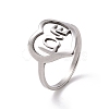 Non-Tarnish 201 Stainless Steel Heart with Word Love Finger Ring RJEW-J051-38P-1