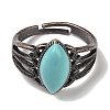 Synthetic Turquoise Horse Eye Adjustable Rings RJEW-K271-05R-11-3