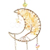 Natural Citrine Chips Beaded Moon Hanging Sun Catchers HJEW-M004-07-2
