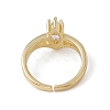 Rack Plating Brass Cubic Zirconia Cuff Rings for Women RJEW-M145-19G-3