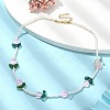 Shell Pearl & Glass Tulip Beaded Necklace with 304 Stainless Steel Clasps for Women NJEW-TA00092-5
