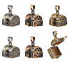 SUPERFINDINGS 6Pcs Carved Cuboid Rack Plating Brass Prayer Box Pendants KK-FH0006-70-1