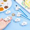 BENECREAT 6Pcs 2 Colors Rabbit Ceramic Paint Brush Pen Holders AJEW-BC0007-04-3