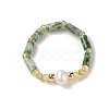 Natural Moss Agate Stretch Rings RJEW-C090-02G-2