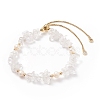 Natural Gemstone Chips & Pearl Beaded Slider Bracelet for Women BJEW-JB08334-4