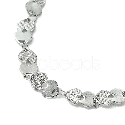 Non-Tarnish 304 Stainless Steel Heart Link Bracelets for Women BJEW-A007-02P-1