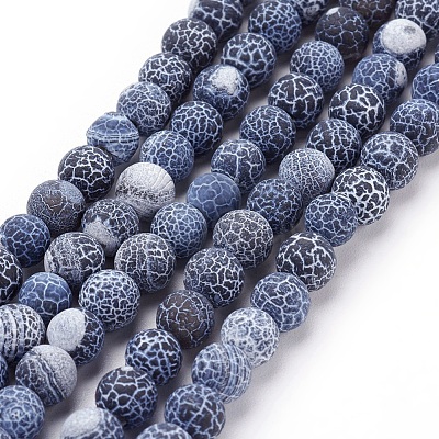 Natural Crackle Agate Beads Strands X-G-G055-6mm-10-1