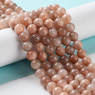 Natural Multi-Moonstone Round Beads Strands X-G-O030-6mm-10B-1